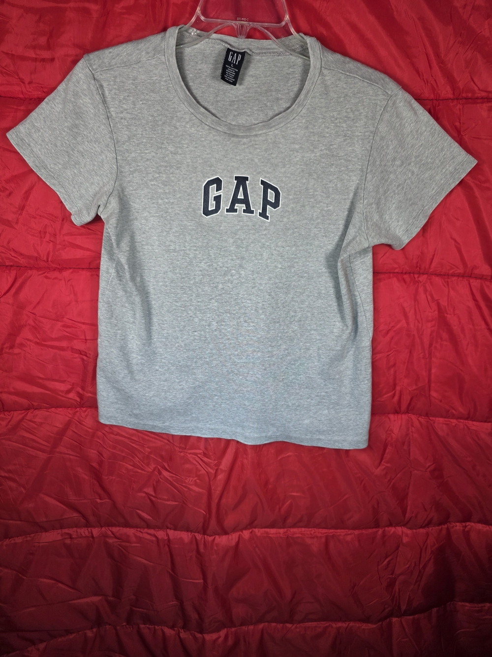 GAP Light Gray Crewneck Tee with Navy Logo